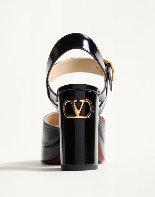 Valentino Garavani - Fawcette Platform Sandal In Polished Calfskin 100mm - Black - Woman - Sandals